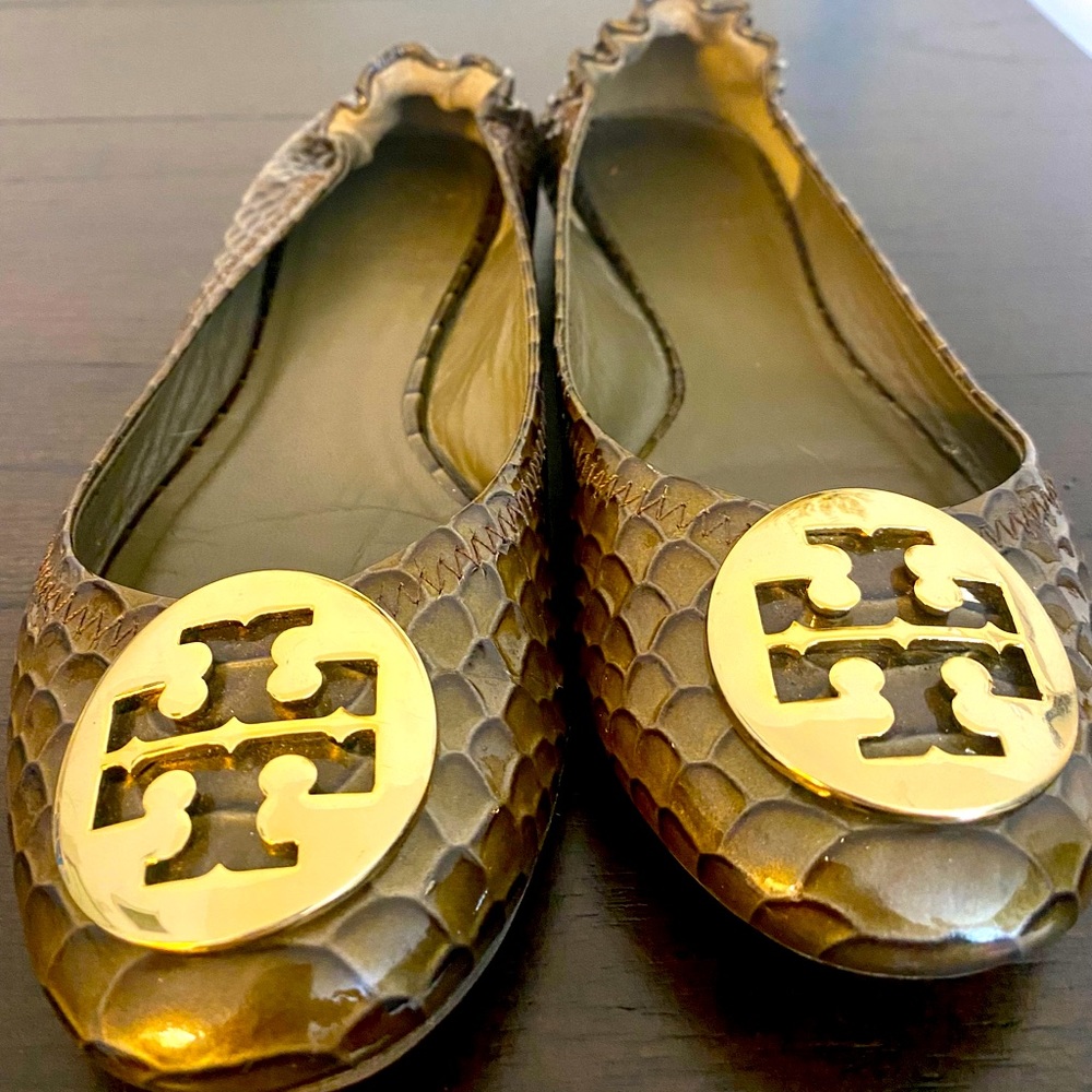 Tory Burch Embossed Leather Flats